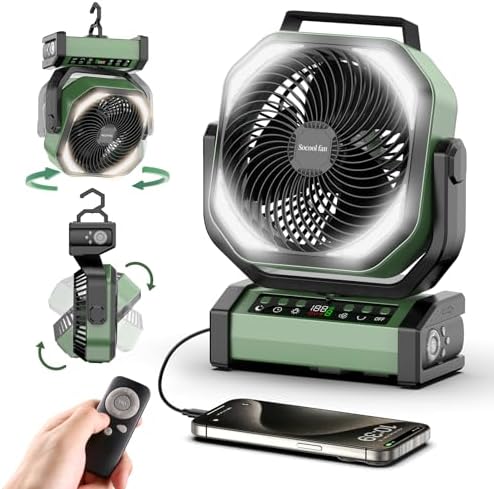 Socool Camping Fan with Light & Remote — Green