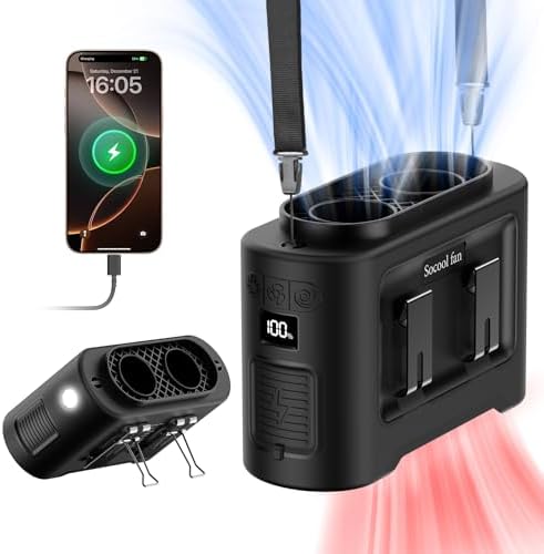 Socool Dual-Outlet Waist Fan 14,500mAh — Black