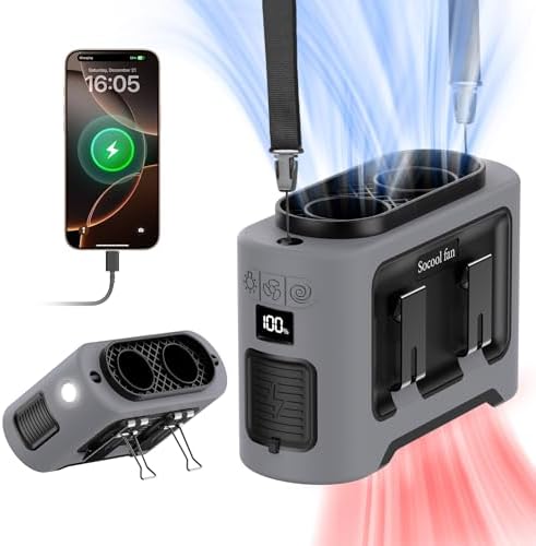 Socool Dual-Outlet Waist Fan 14,500mAh — Gray