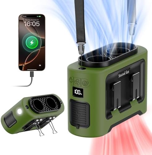 Socool Dual-Outlet Waist Fan 14,500mAh — Green