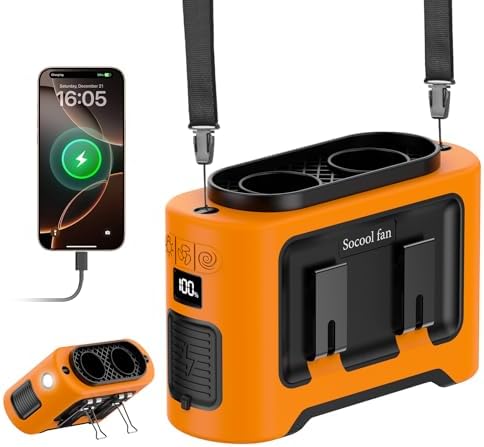 Socool Dual-Outlet Waist Fan 14,500mAh — Orange
